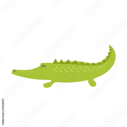 Cute crocodile print design - funny hand drawn doodle  cartoon alligator. Good for poster. Vector hand drawn illustration.
