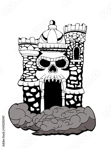 Grayskull Castle. Black work old school concept photo