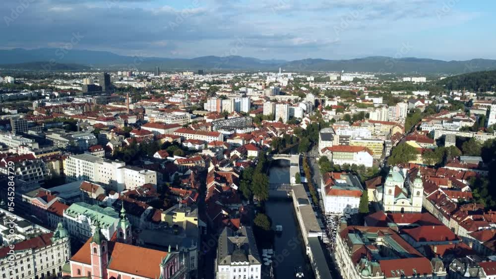 Aerial video of old town Ljubljana, Slovenia Aerial video of old town Ljubljana, Slovenia