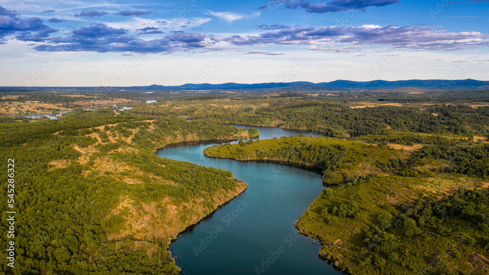 meander of Tera river, La Culebra mountain, Zamora, Spain