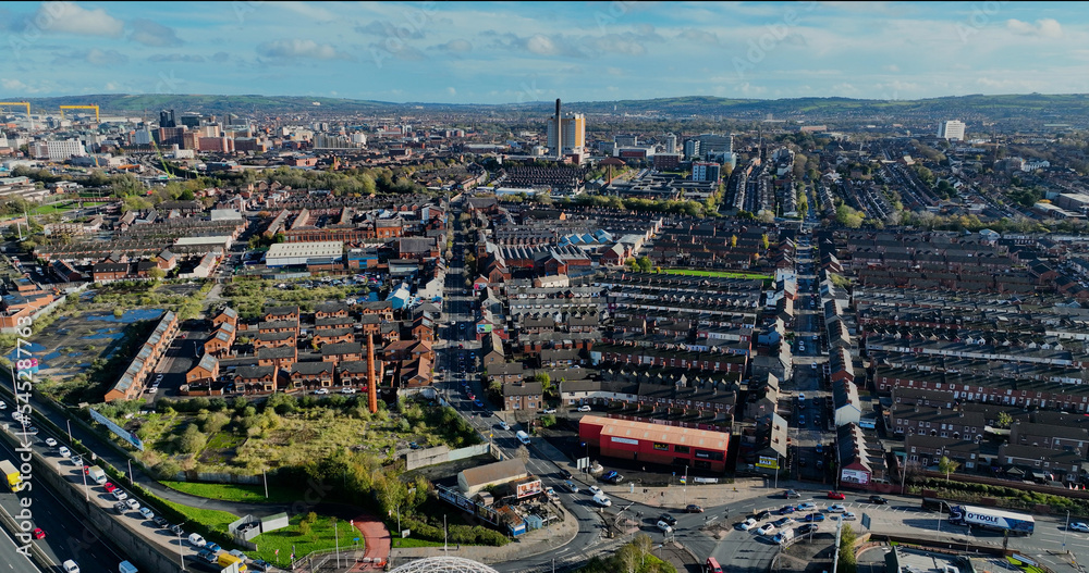 Aerial photo of Residential homes and Business in Belfast Skyline Cityscape Northern Ireland
