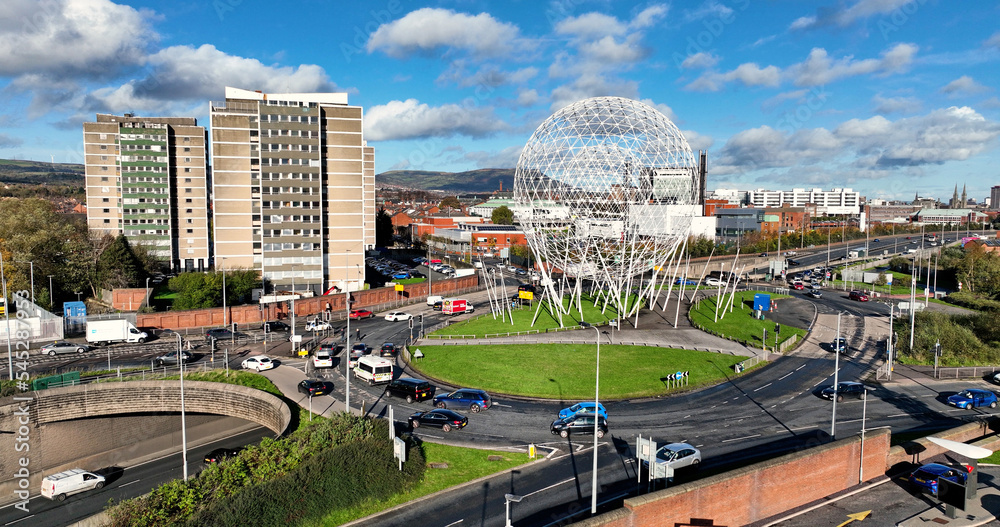 Aerial photo of The Rise Sculpture Landmark Globe Shaped Art Structure ...