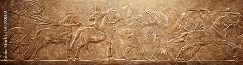 Stampa su tela Assyrian relief on the wall