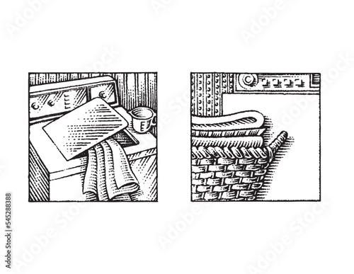 set of laundry illustrations