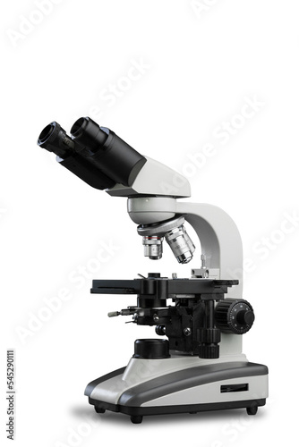 Laboratory equipment concept. Classic scientist microscope photo
