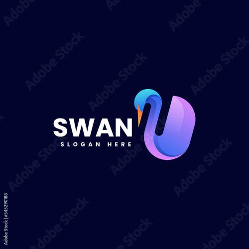 Vector Logo Illustration Swan Gradient Colorful Style