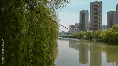 Canvas Print Towers built by the river in Shanghai, China