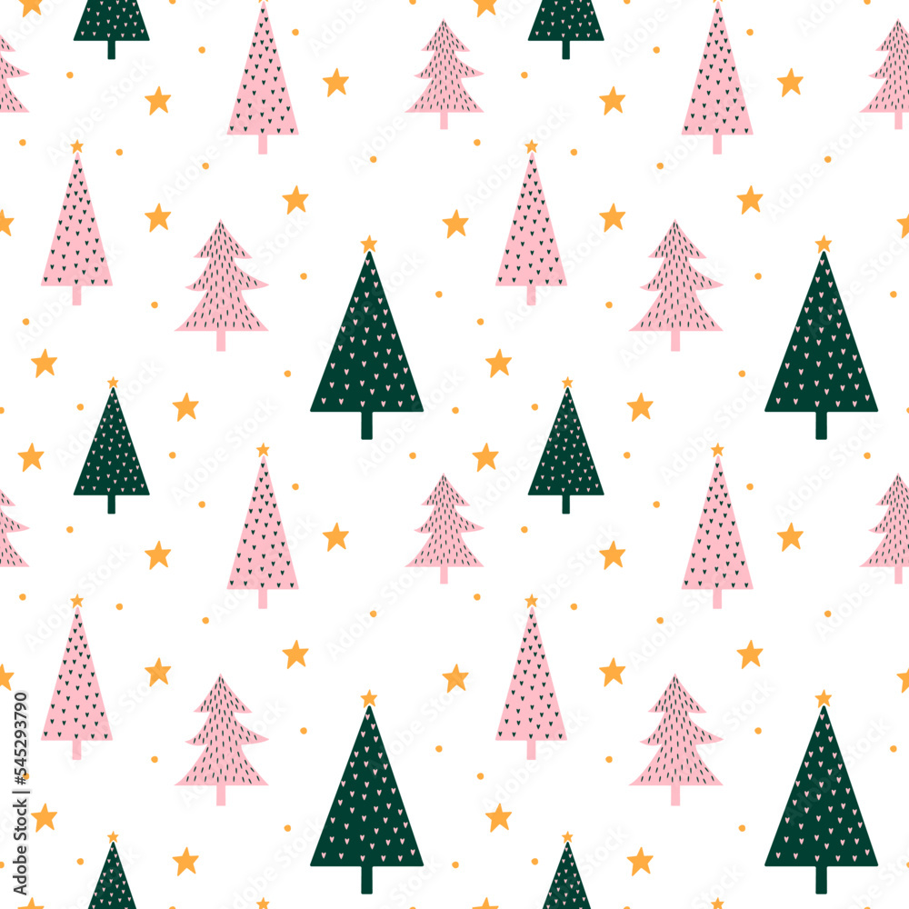 Seamless pattern with christmas trees