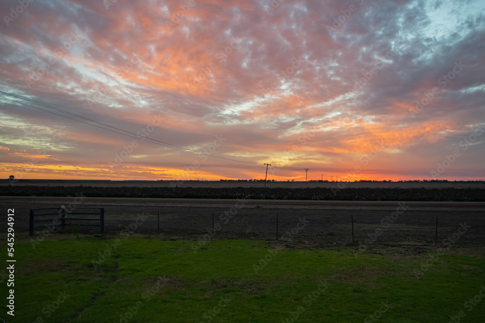Panoramic sunset view from a farm in Australia Panoramic sunset view from a farm in Australia
