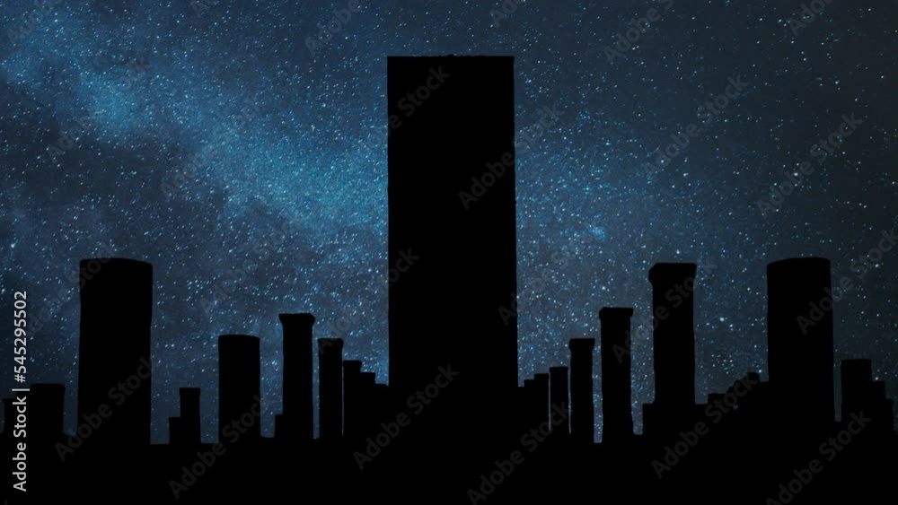 Rabat: Square with Hassan Tower in Silhouette, Time Lapse by Night with Stars and Milky Way in Background, Morocco