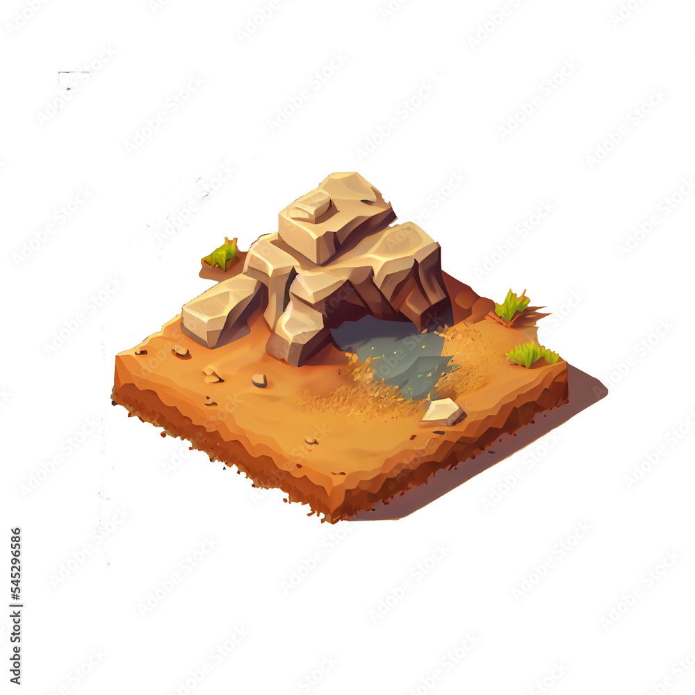 illustration of an isometric desert island game asset concept art ...