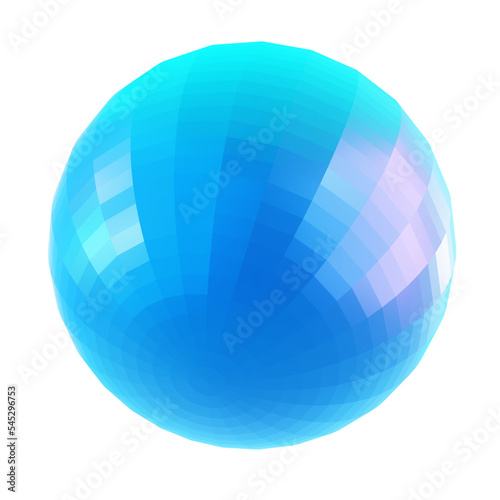 3d kaleidoscope sphere in opal stained glass material. Light blue color png circle element.