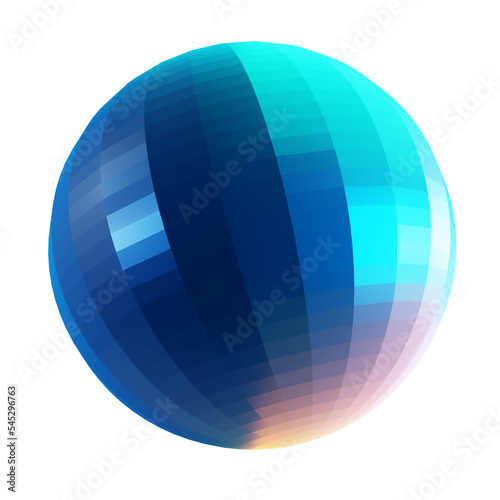 3d kaleidoscope sphere in opal stained glass material. Dark gradient color png circle element.