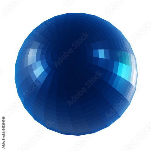 3d kaleidoscope sphere in opal stained glass material. Dark blue color png circle element.