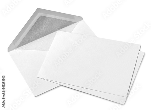 Blank white stationery card and envelope