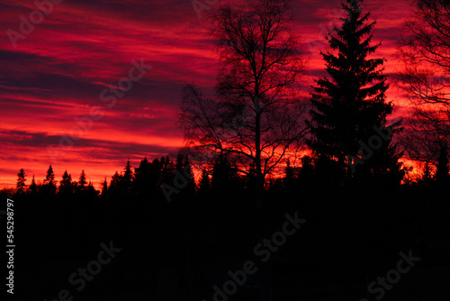 Sonnenuntergang in Schweden im Winter