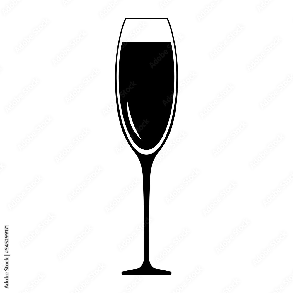 Simple illustration of a glass of champagne for Christmas holiday Simple illustration of a glass of champagne for Christmas holiday