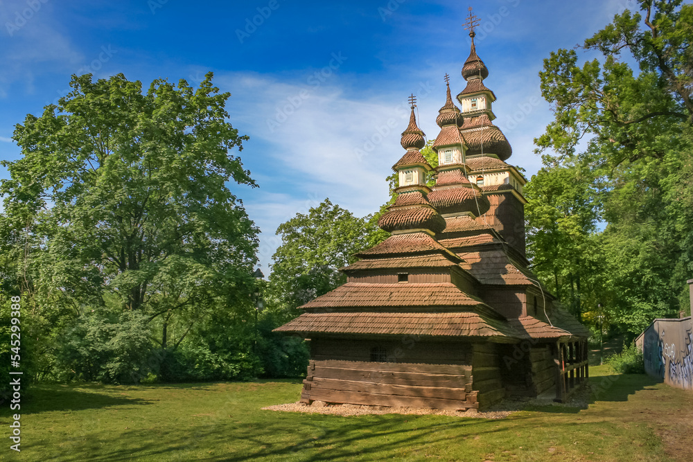 Russian old wooden orthodox church in Petrin hill, Prague , Czech Republic