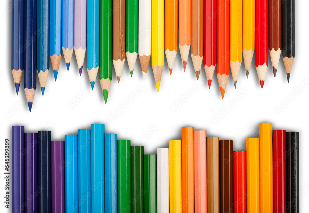 School frame of multicolored drawing pencils School frame of multicolored drawing pencils