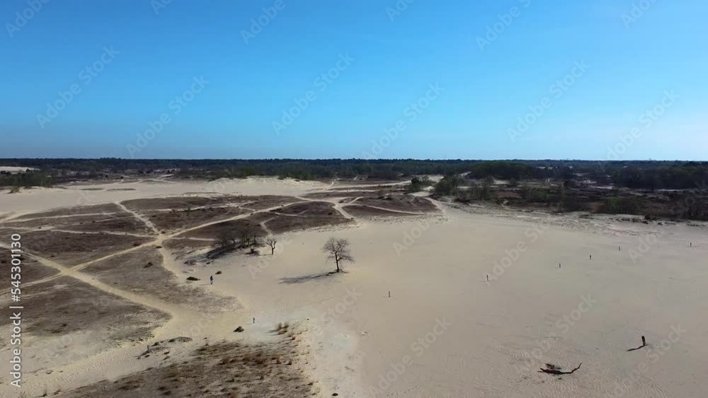 Aerial view of Loonse en Drunense Duinen sand dunes in The Netherlands.