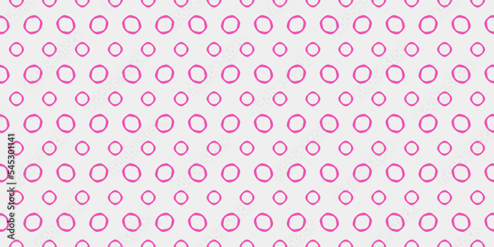 Polka dot pattern. Seamless pattern of pink rings on a white canvas. For print and interior design, vector pattern. Polka dot pattern. Seamless pattern of pink rings on a white canvas. For print and interior design, vector pattern.