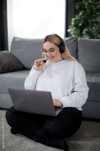 Woman studying at home