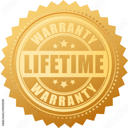 Lifetime warranty gold vector seal photo