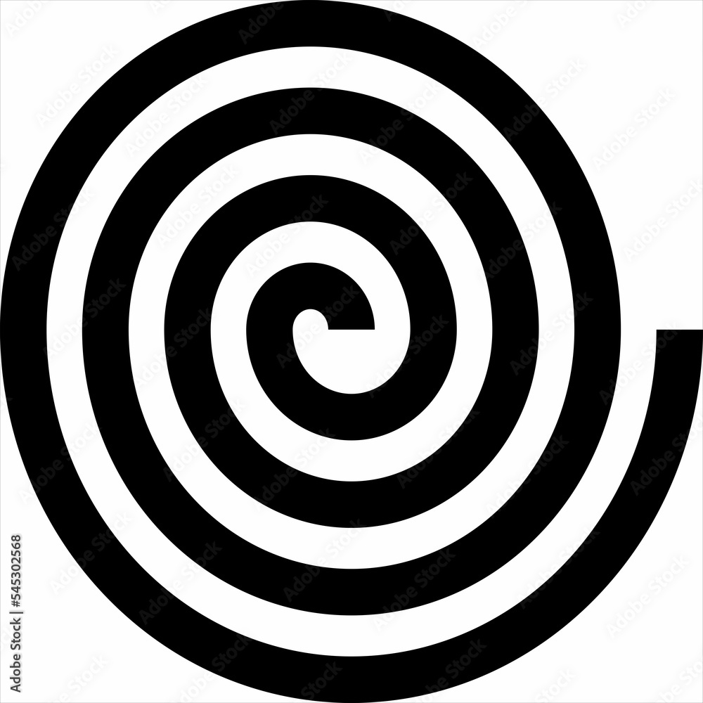 Vector, Image of spiral icon, black and white color, with transparent background