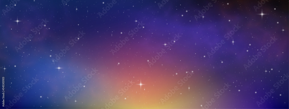 Shooting star background against dark blue starry night sky. Magic stardust. Realistic blue galaxy. Meteor shower with falling glowing comets, asteroids, stars in space. Comet with light trail. Vector