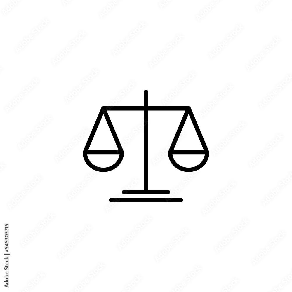 Scales icon vector illustration. Law scale icon. Justice sign and symbol Scales icon vector illustration. Law scale icon. Justice sign and symbol