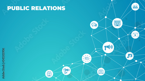 public relations icon concept: PR or media relations or marketing and publicity symbols. EPS 10