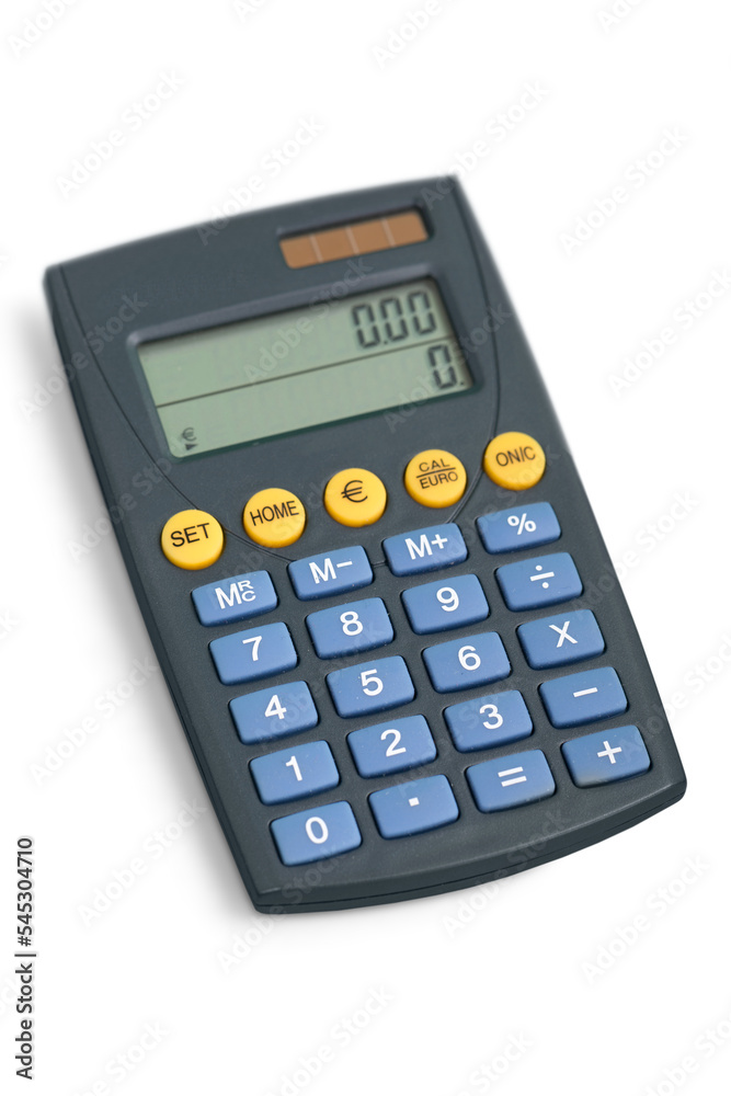 Single plastic calculator on background Single plastic calculator on background