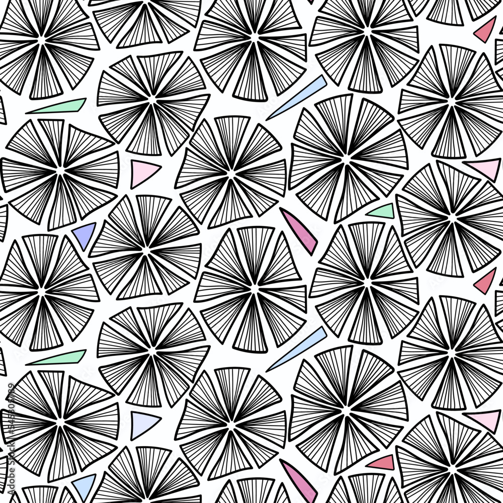 Abstract seamless pattern with doodle hand drawn flower