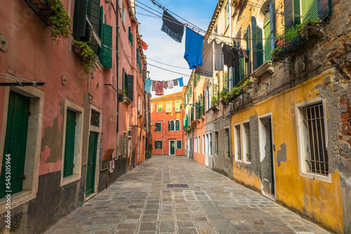 Residential district and alley corner near Piazza San Marco   Venice  Italy
