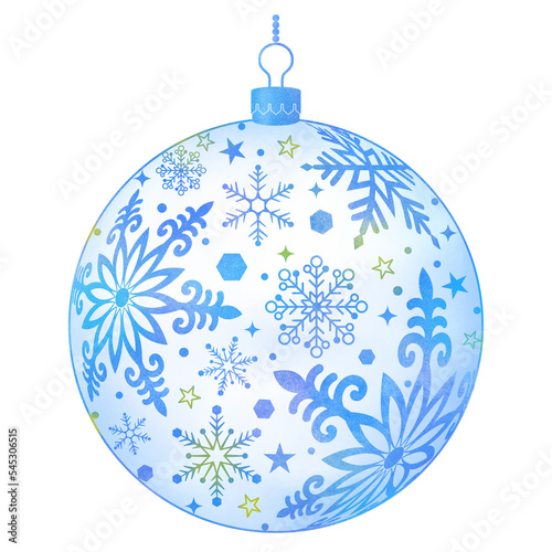 青いクリスマスボールのクローズアップ