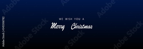 The night sky is covered with small stars with the inscription, we wish you a merry Christmas. Christmas banner.