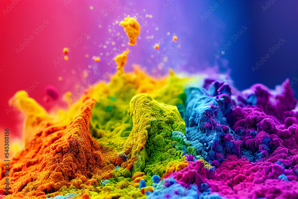 holi paint color powder explosion close up image, hindi celebration  concept, india festivity day Stock Photo