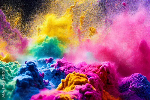 holi paint color powder explosion close up image, hindi celebration concept, india festivity day © Banana Images