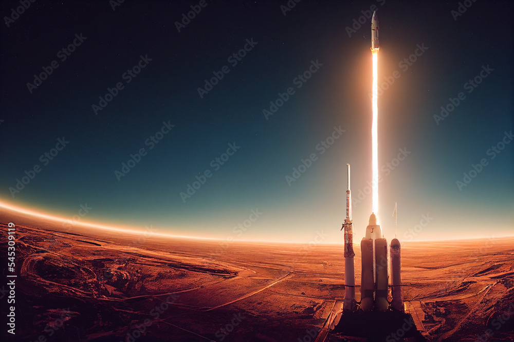 Space rocket launch. massive scale. Cinematic lighting, cinematic details, movie scene concept
