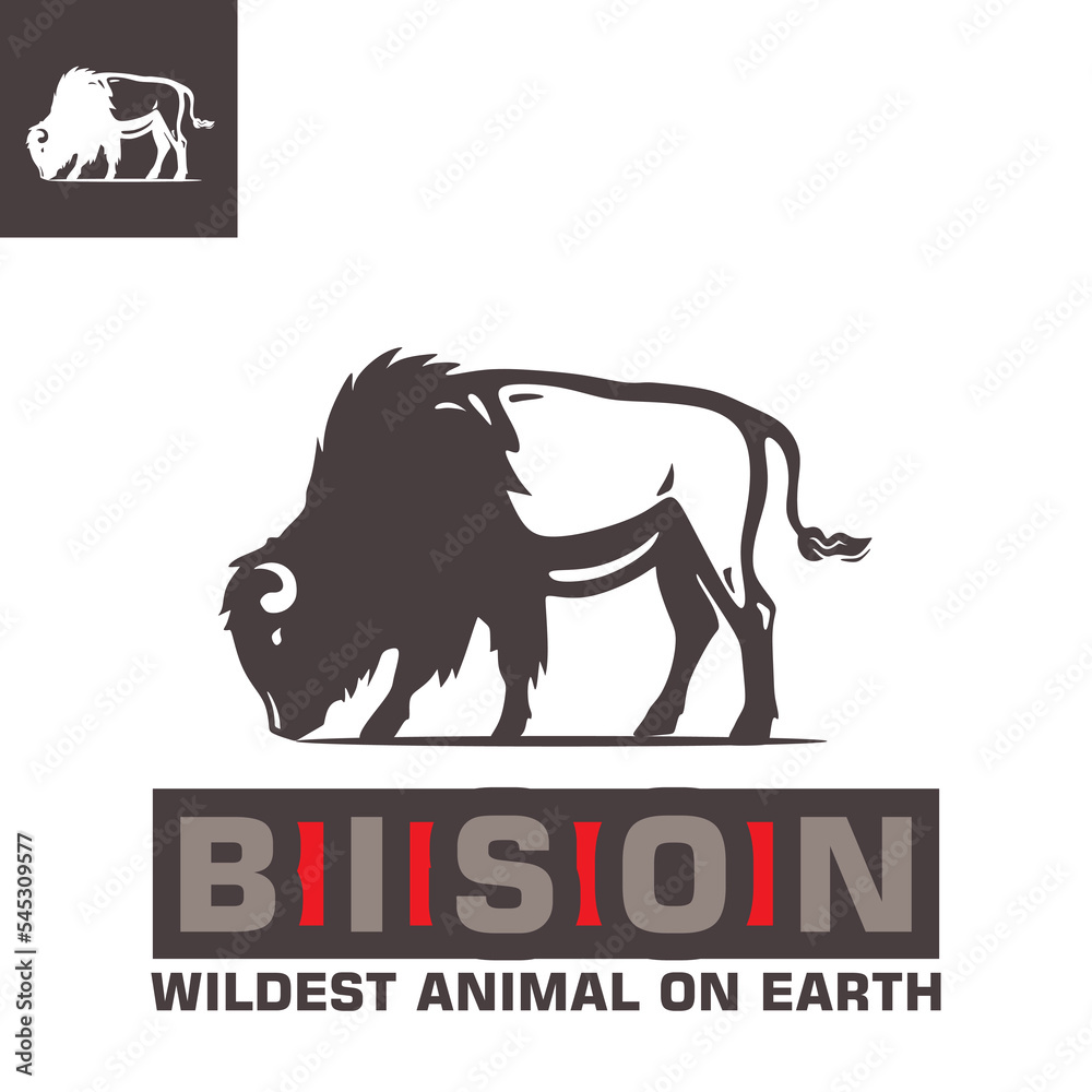 great bison logo, silhouette of animal beast eating grass vvector illustrations great bison logo, silhouette of animal beast eating grass vvector illustrations