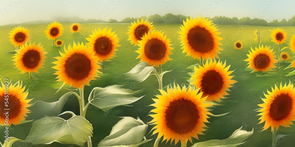 Obraz premium Girasoles en acuarela