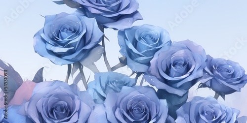 Rosas azules en acuarela