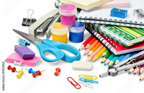 A School colored stationery supplies collection