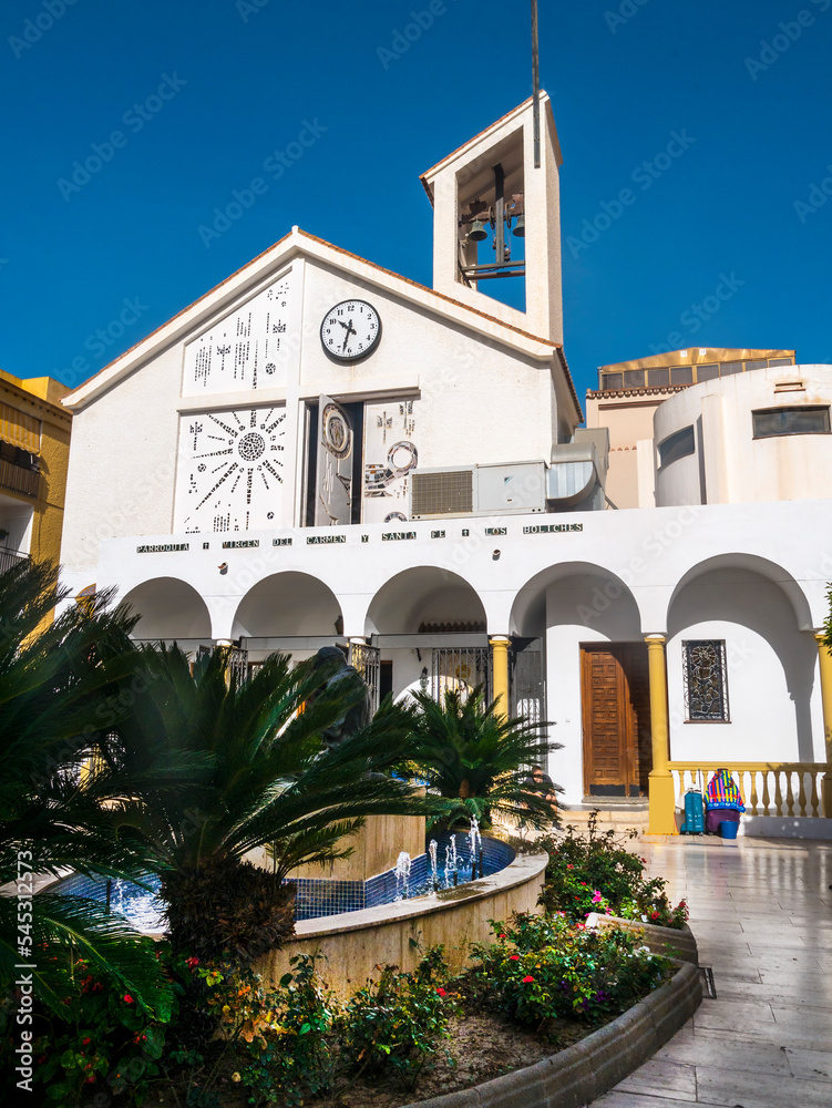 The parish Church of our Lady of Mercy in Fuengirola on the Costa del Sol in southern Spain A beautiful modern Parish Church in a small square with impressive statues
