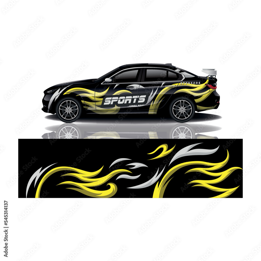 Car decal wrap design vector