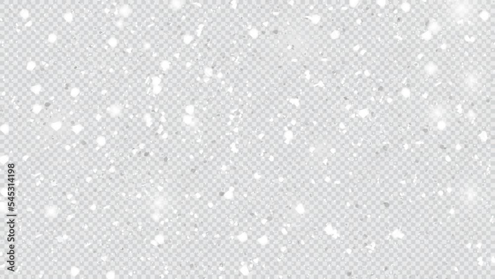 Vector transparent realistic snow background.