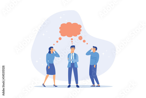 Thinking the same idea, colleagues brainstorming with identical thought, think together planning for business goal or success concept, flat vector modern illustration