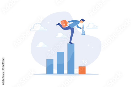 Next economic recession forecast or prediction, stock market decline or revenue decrease, low performance or GDP falling down concept, flat vector modern illustration
