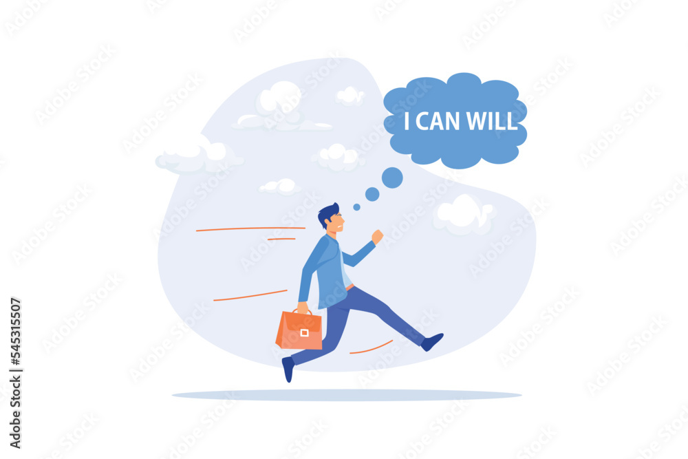 Willpower to be success, motivation or determination to overcome challenge and difficulty, strong mind and discipline to succeed concept, flat vector modern illustration
