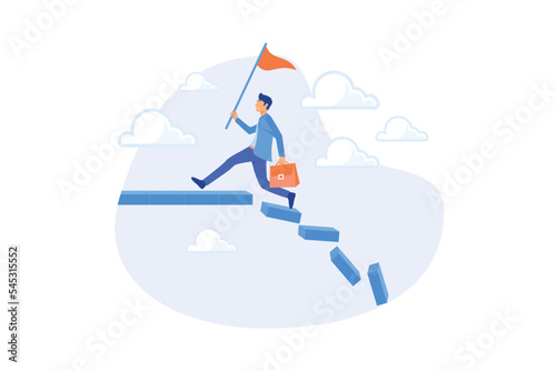 Survive and success in crisis, taking risk to thrive and succeed, courage or confidence to achieve target, effort to overcome challenge concept, flat vector modern illustration